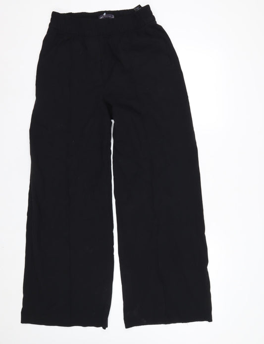 Marks and Spencer Women’s Black Size 8 Wide-Leg Cropped Trousers