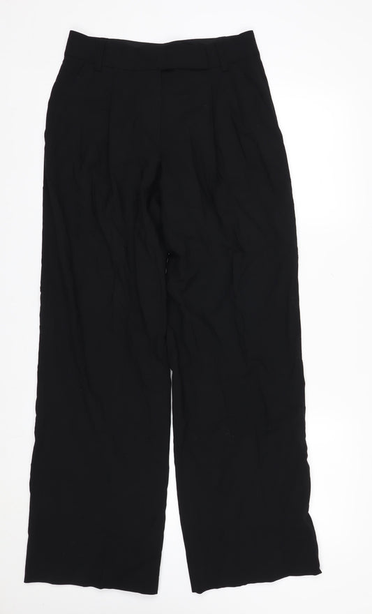 DKNY Womens Black Wool Wide-Leg Dress Pants Size 8