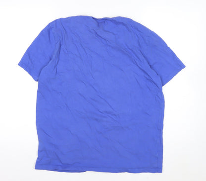 COS Men Blue Regular Fit Cotton Crew Neck T-Shirt Size L