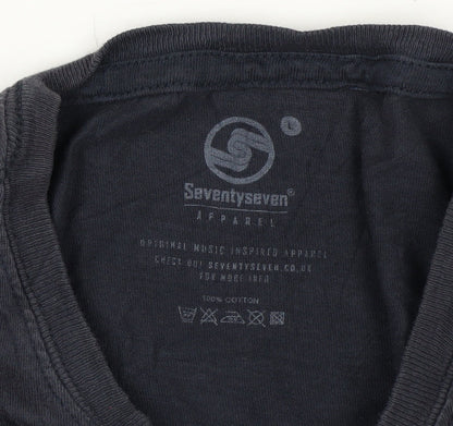 Seventyseven Apparel Men’s Black Cotton Crew Neck T-Shirt Size L