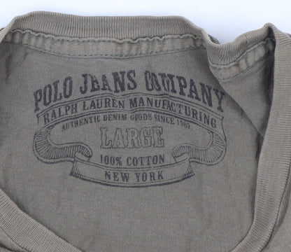 Ralph Lauren Polo Jeans Men's Brown Short Sleeve Cotton T-Shirt Size L