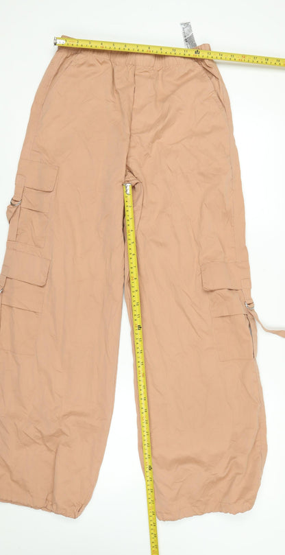Zara Women Beige XS Cargo Trousers Elastic Waist Lightweight