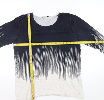 Olsen Women's Blue Ombre Stripe Long Sleeve Knit Jumper Size 14