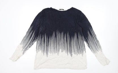 Olsen Women's Blue Ombre Stripe Long Sleeve Knit Jumper Size 14