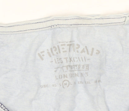 Firetrap Men's Blue Graphic Print Slim Fit Cotton T-Shirt M