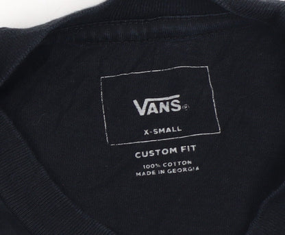 Vans Men's Black XS Custom Fit Cotton Logo T-Shirt