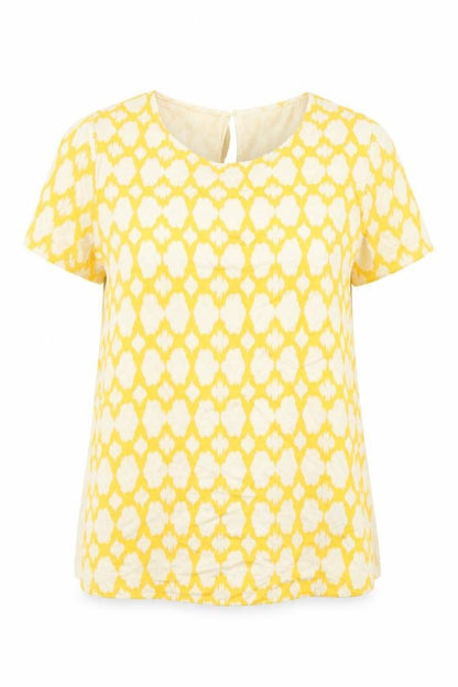 Marks & Spencer Womens Yellow Geometric Jersey T-Shirt Size 10