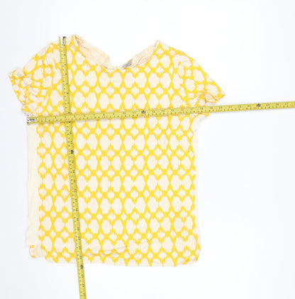 Marks and Spencer Womens Yellow Geometric Jersey T-Shirt Size 10