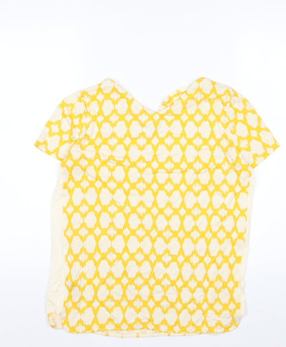 Marks and Spencer Womens Yellow Geometric Jersey T-Shirt Size 10