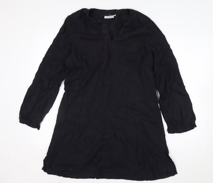 Hennes Women Black Linen Knee Length Shift Dress M