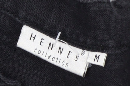 Hennes Women Black Linen Knee Length Shift Dress M