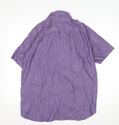 Blue Harbour Men's Blue Striped Short Sleeve Cotton Button-Up Shirt M