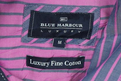 Blue Harbour Men's Blue Striped Short Sleeve Cotton Button-Up Shirt M