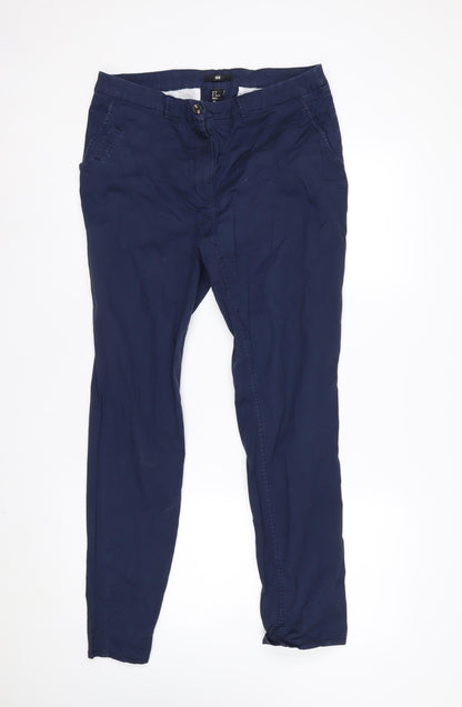 H&M Men's Blue Slim Fit Chino Trousers Size M 32x32