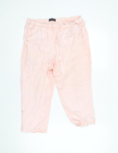 Marks and Spencer Womens Pink Linen Cropped Trousers Size 12