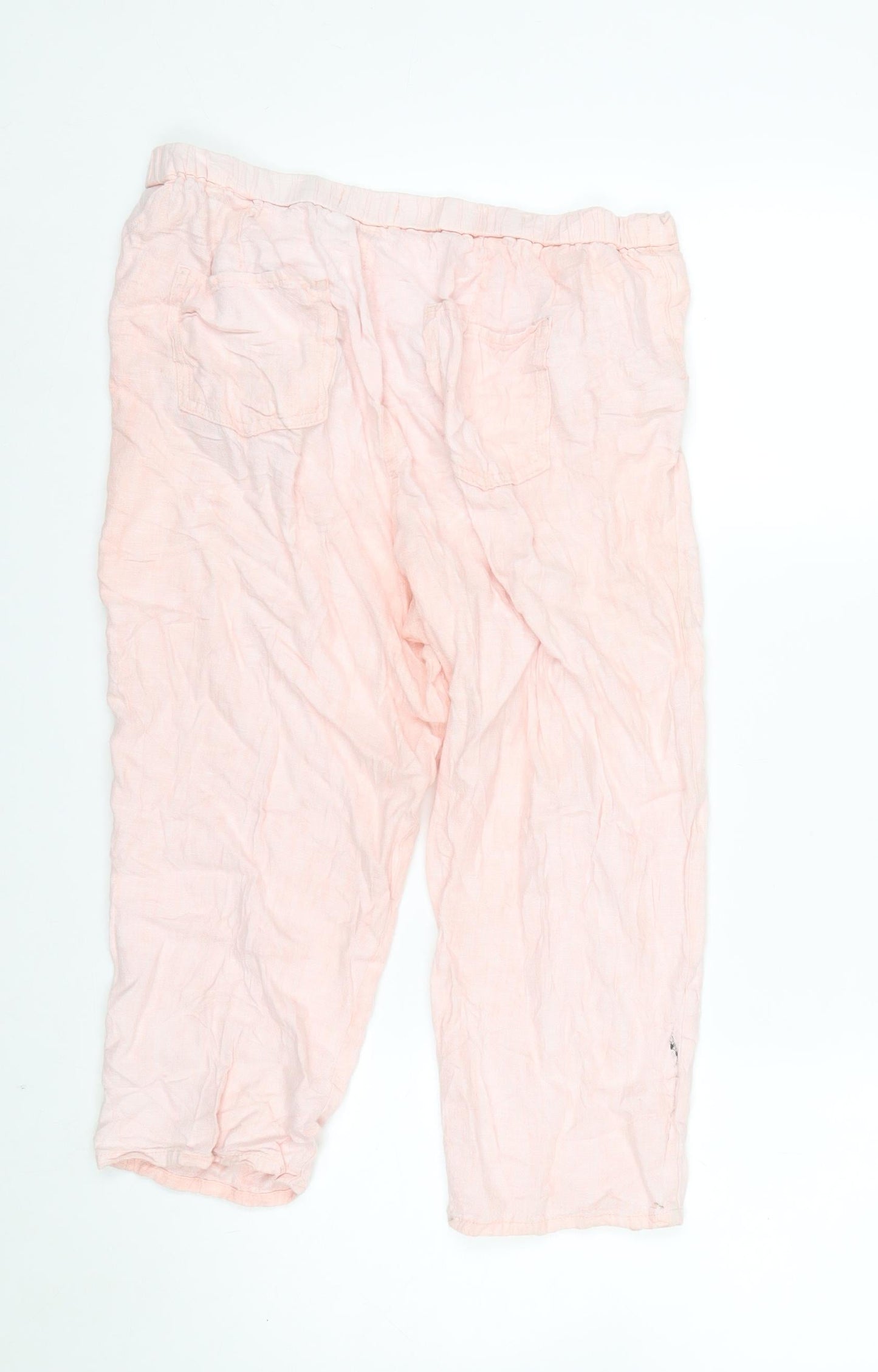 Marks and Spencer Womens Pink Linen Cropped Trousers Size 12