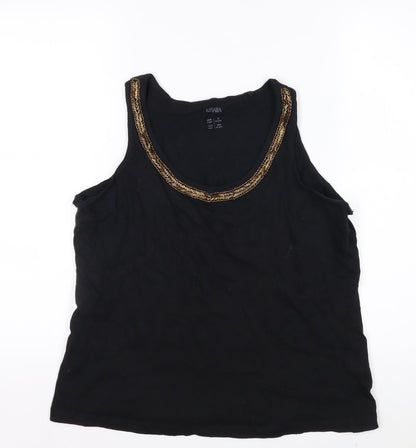 Esmara Women Black Beaded Scoop Neck Tank Top Size 14/16