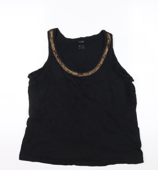 Esmara Women Black Beaded Scoop Neck Tank Top Size 14/16