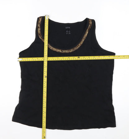 Esmara Women Black Beaded Scoop Neck Tank Top Size 14/16