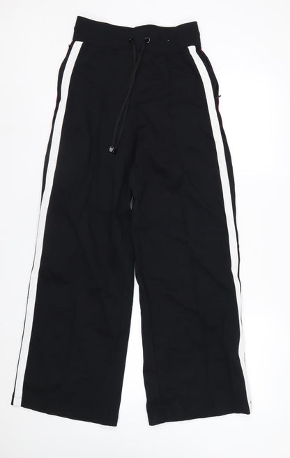 Marks and Spencer Women's Black Track Pants Size 6 Tall Wide-Leg Activewear Trousers