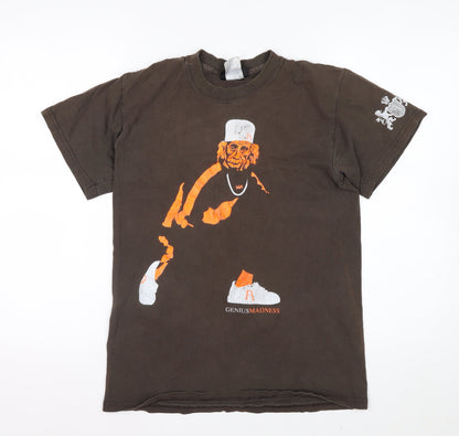 F Asylum Men's Brown Graphic Print Short Sleeve Cotton T-Shirt Size S