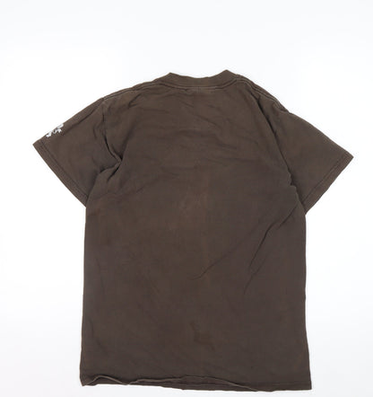 F Asylum Men's Brown Graphic Print Short Sleeve Cotton T-Shirt Size S