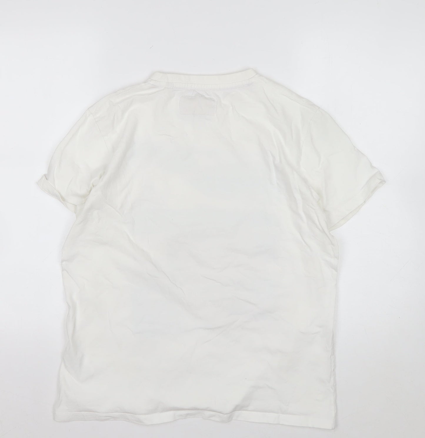 Mantaray Men’s White Graphic Print Beach City Cotton T-Shirt Size M