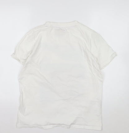 Mantaray Men’s White Graphic Print Beach City Cotton T-Shirt Size M