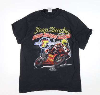 Fruit of the Loom Men's Black L Joey Dunlop Road Racing Legend Vintage T-Shirt