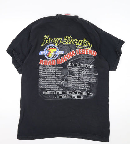 Fruit of the Loom Men's Black L Joey Dunlop Road Racing Legend Vintage T-Shirt