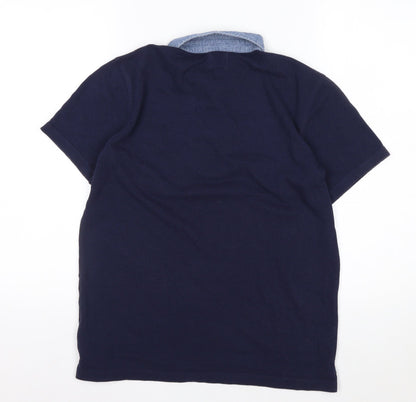 Firetrap Men's Blue Collared Short Sleeve Polo Shirt Size M