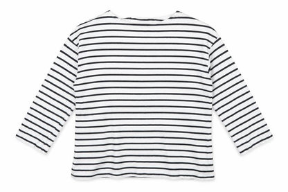 Thought Womens White Black Striped Cotton Long Sleeve T-Shirt Size 12