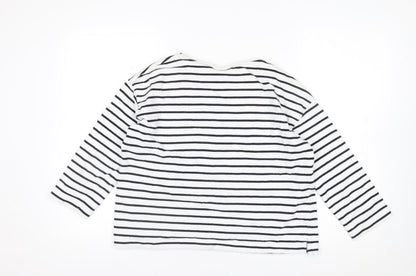 Thought Womens White Black Striped Cotton Long Sleeve T-Shirt Size 12