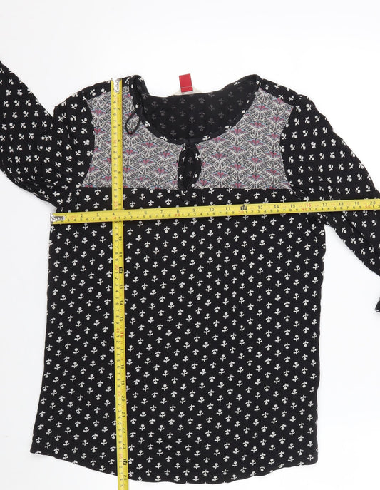 Palmeh Heritage Women's Black Floral Tunic Blouse Size 8