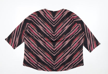Mudflower Women's Multicoloured Zip Neck 3/4 Sleeve Tunic Top M