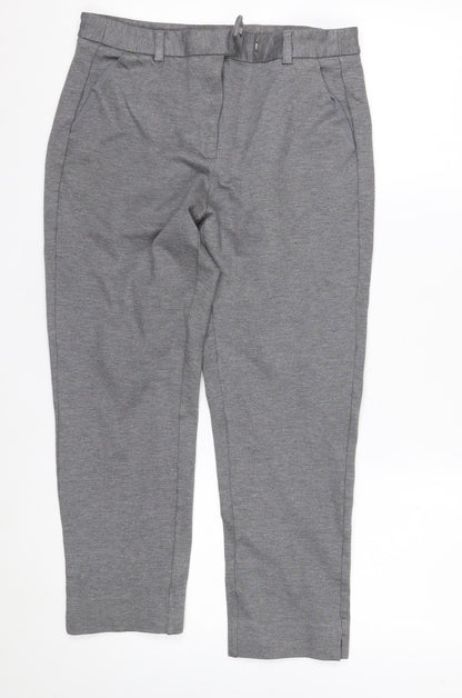 Marks and Spencer Women's Grey Marl Trousers Size 12 Short Stretch