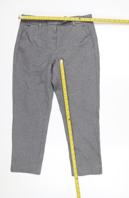 Marks and Spencer Women's Grey Marl Trousers Size 12 Short Stretch