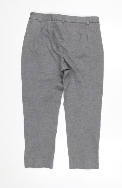 Marks and Spencer Women's Grey Marl Trousers Size 12 Short Stretch