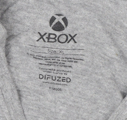 Difuzed Mens Grey Xbox Graphic T-Shirt XL Cotton Crew Neck Gamer Tee