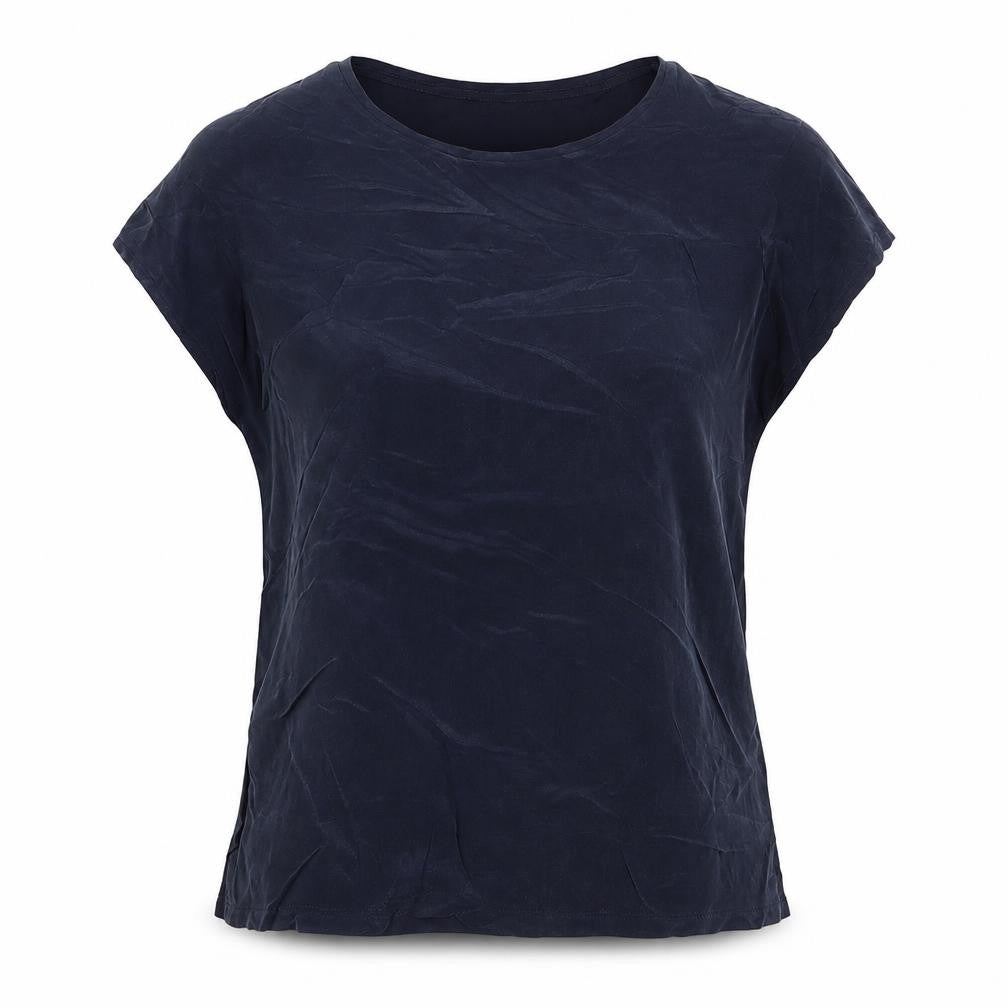 Reiss Womens Blue Silk Mix Short Sleeve Basic Blouse Size S