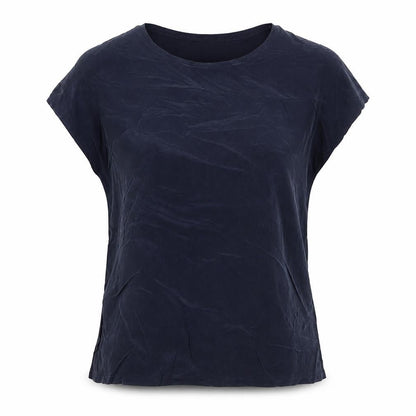 Reiss Womens Blue Silk Mix Short Sleeve Basic Blouse Size S