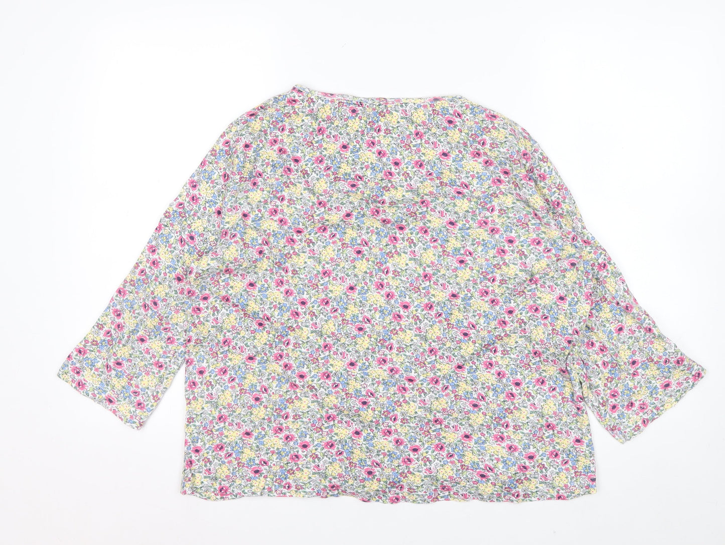 Country Rose Women's Multicoloured Floral Cotton 3/4 Sleeve Tunic Top M