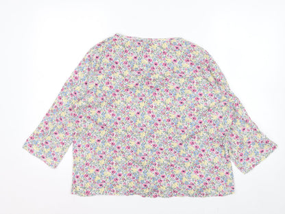 Country Rose Women's Multicoloured Floral Cotton 3/4 Sleeve Tunic Top M