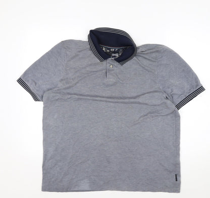 Ted Baker Men's Grey Polo Shirt Size L Modal Blend Short Sleeve