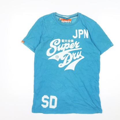 Superdry Men's Blue Crew Neck Graphic Print T-Shirt Size M