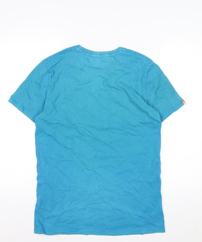 Superdry Men's Blue Crew Neck Graphic Print T-Shirt Size M