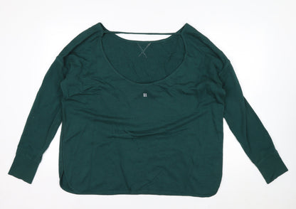 Sweaty Betty Women Green XL Pullover Sweatshirt Long Sleeve Relaxed Fit