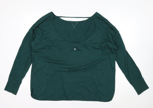 Sweaty Betty Women Green XL Pullover Sweatshirt Long Sleeve Relaxed Fit