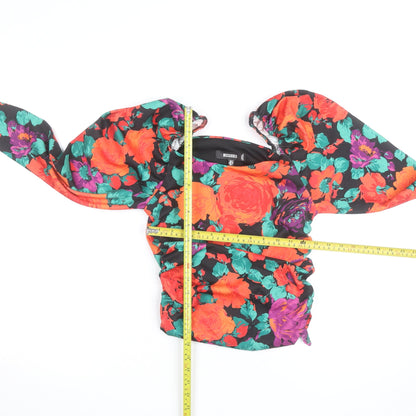 Missguided Women’s Multicoloured Floral Puff Sleeve Cropped Blouse UK 6