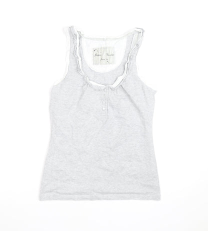 Jasper Conran Women’s Grey Cotton Ruffle Tank Top Size 10
